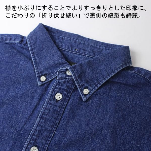 Denim shirt for short made in short sleeve large American casual dark [regnuu] men, sleeve, Japan, shirt, denim, button-down shirt, size, spring,