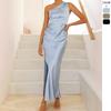 Women's New Sleeveless Solid Color Sexy Tube Top Suspender Split Fork Long Dress Women
