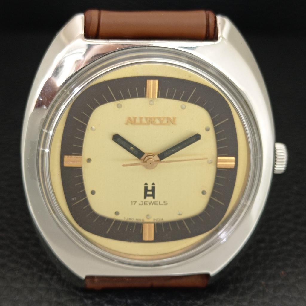 VINTAGE ALLWYN 6300A HANDOPWINDING INDIA HEREN ORIGINELE WIJZERPLAAT HORLOGE a708143-1