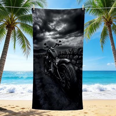 1 Stück Motorrad Feld Strandtuch, Schnelltrocknend, Vielseitig für Strand, Pool, Fitnessstudio, Yoga, Zuhause, Reisen, Weihnachten, Halloween, Weihnachtsgeschenk M928502