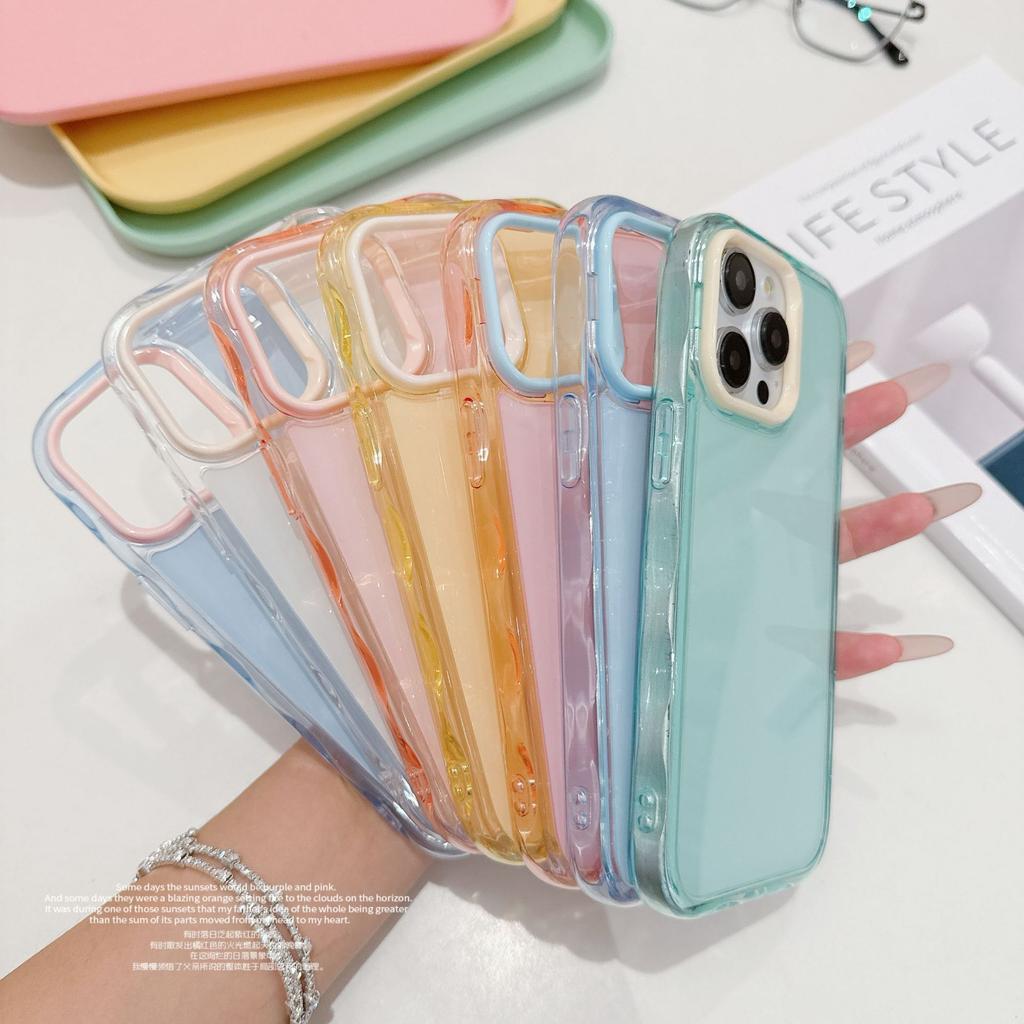 Fresh Macaron Colored Clear Hard Case PC+TPU 2in1 Protective Back Cover for iPhone 17 16e 16 15 14 Plus 13 12 11 Pro Max