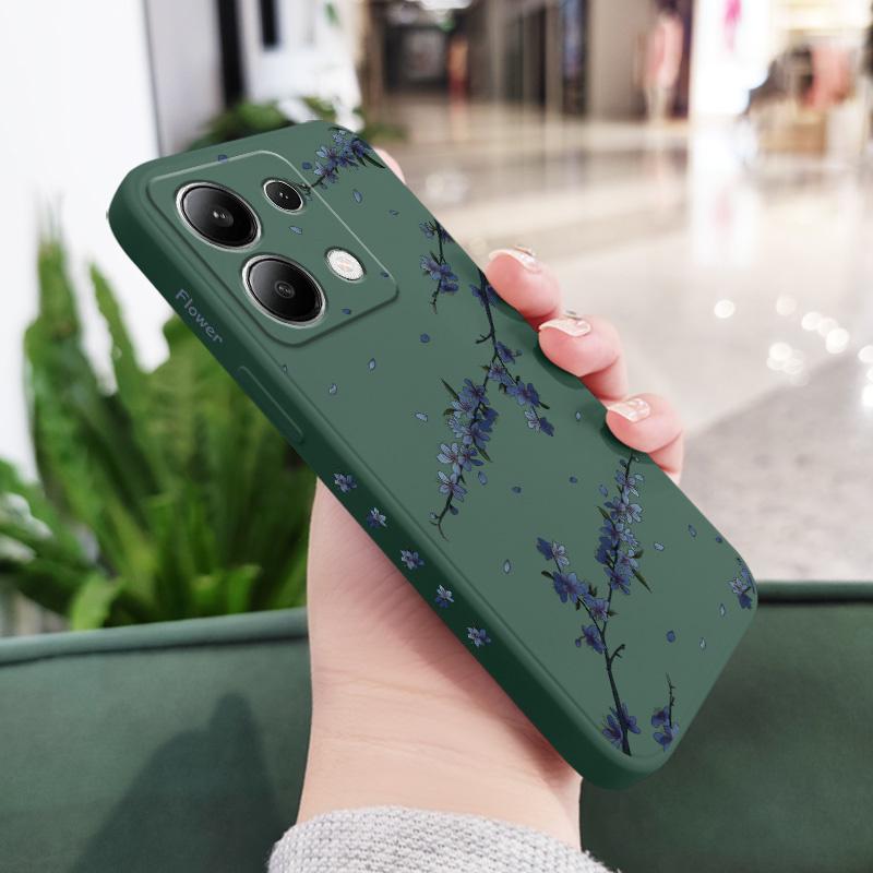 

Чехол для телефона Цветущие ирисы для Xiaomi Redmi Note 14 13 12 12S 11 11S 10 10S 9 9S Pro Plus 4G 5G Жидкий силиконовый чехол Redmi Note 14 4G темно-зеленого
