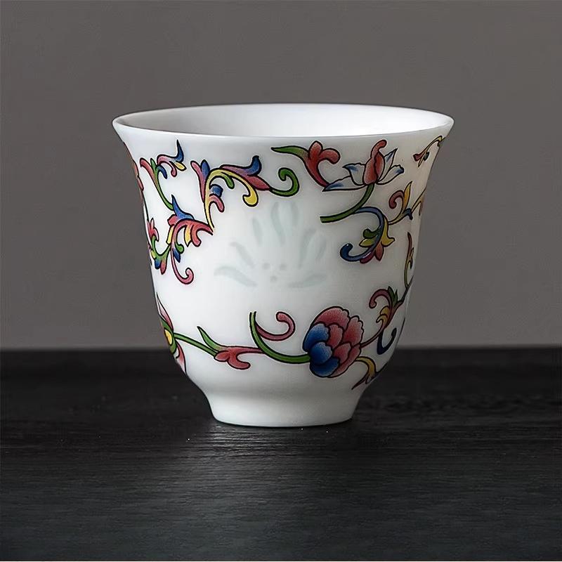 

40ml Blue and White Ceramic Tea Cup Household Sheep Fat Jade Master s Cup Chinese Small Capacity Tea Cup Drinking Utensils 5x4.5cm 40ml