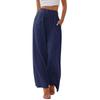Women Pants Casual White High Elastic Drawstring Baggy Pants Streetwear Solid Color Cotton and Linen Wide Leg Trousers