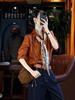 Retro Hong Kong Chic Women's Orange Long Sleeve Shirt - New Autumn Arrival