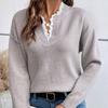 Wine Red V-Neck Knit Sweater