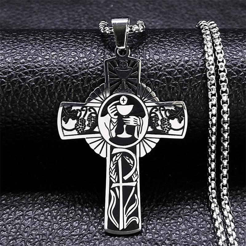 **Holy Body Halo Cross Necklace In Stainless Steel**