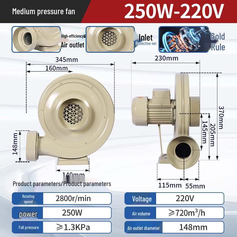 Jinglian Industrial Medium Pressure Blower CN plug (adapter included)