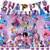 K-Pop Demon Hunters Theme Fans Party Banner Balloons Cute HUNTRX Rumi Mira Zoey Birthday Balloons Cake Backdrop Deco Party Toy