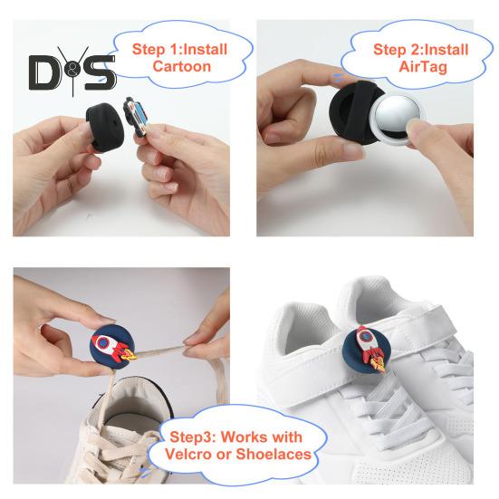 Carcasă de protecție din silicon pentru tracker, rezistentă la șocuri și impact, drăguț desen animat, impermeabilă, suport pentru tracker GPS, pentru AirTag