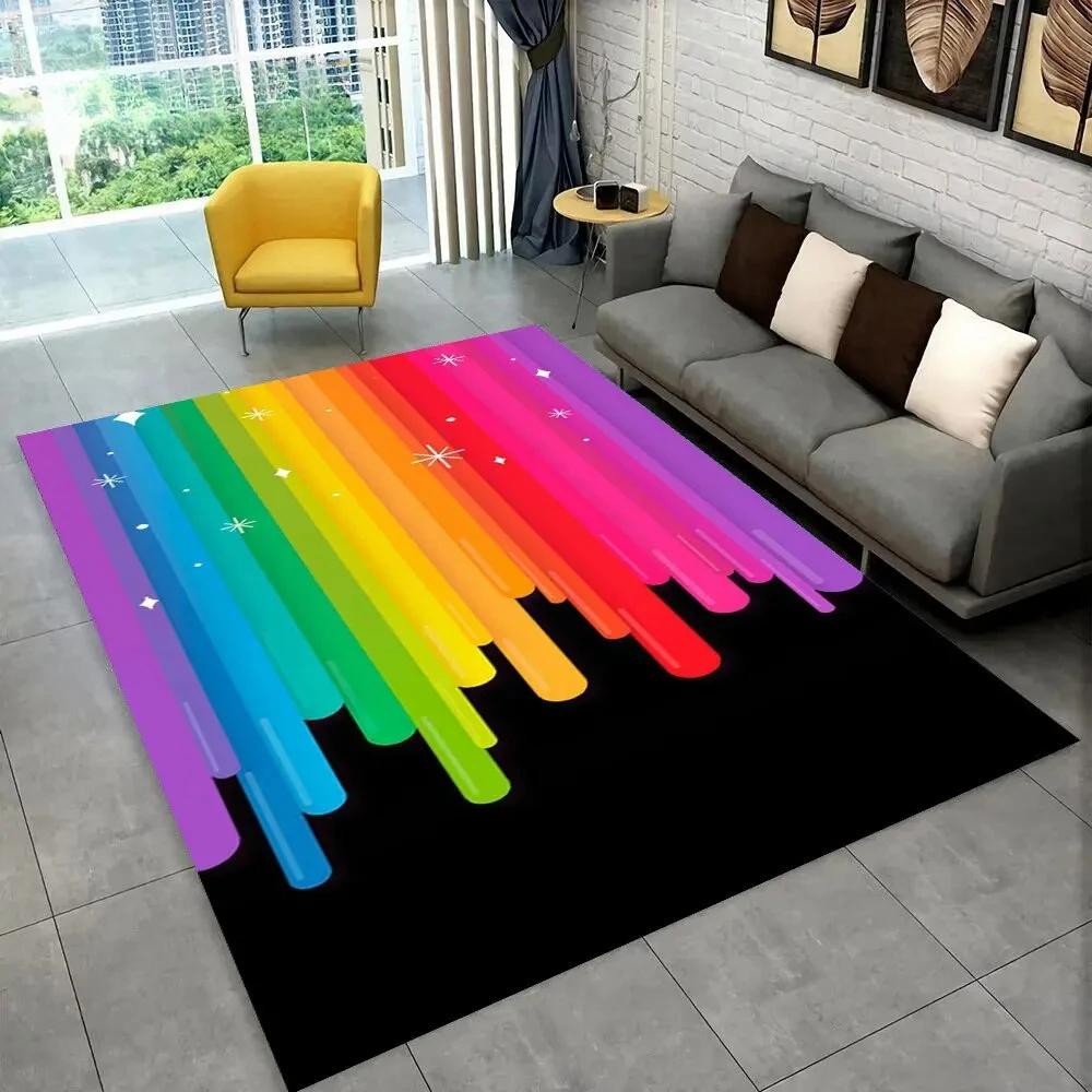Illusion Abstract Rainbow Area Rug,Carpet Rug for Home Living Room Bedroom Sofa Doormat Decor,kids Non-slip Floor Mat 3D