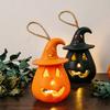 yangyizhi 12 Pcs Halloween LED Pumpkin Lantern, Spooky Hanging Lighted Light with Witch Hat for Indoor Outdoor Home Party Decor