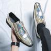 Silver Demon Color-Changing Pointed Toe Chelsea Leather Shoes for Men - Trendy, Casual, Nightclub-Ready Hairstylist Footwear.