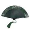 Fan Summer portable Chinese Hanfu antique green folding fan Women's cheongsam folding small fan