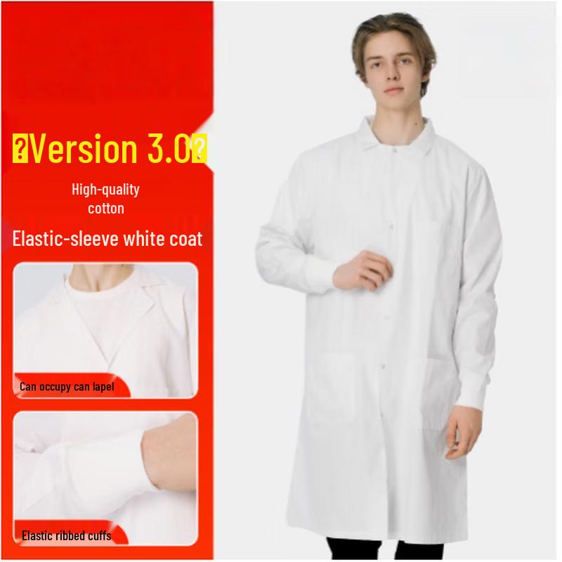Wutuo Premium Cotton Long Sleeve Lab Coat