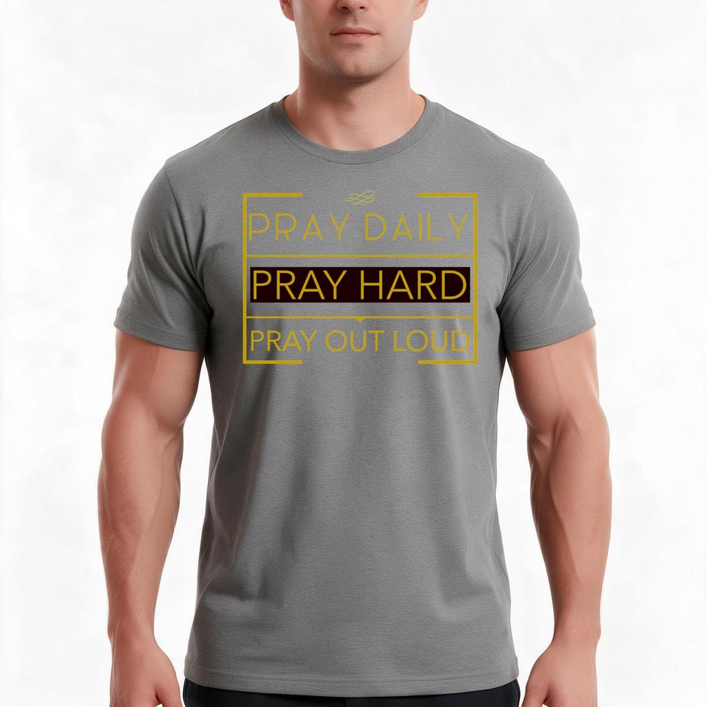 Pray Daily Pray Hard Pray Out Loud Tshirt Summer Casual Cotton Tee Oversized Streetwear Tops Vintage Graphic Print