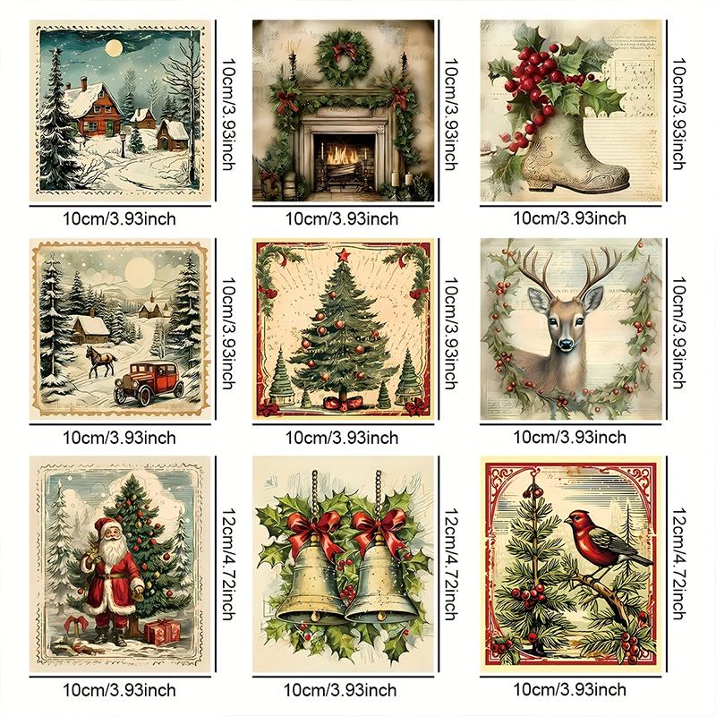 Christmas Christmas Decorations Vintage Xmas Sticker Christmas Atmosphere Classic Theme Gift Wrapping 10cm