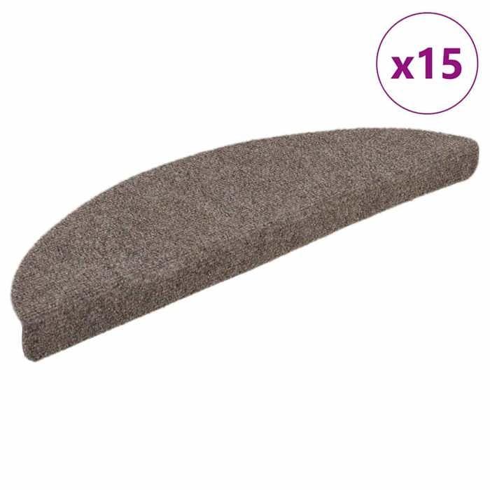 VidaXL Tapis d'escalier autocollants 15 pièces 56 x 17 x 3 cm Beige Demi-rond 322354