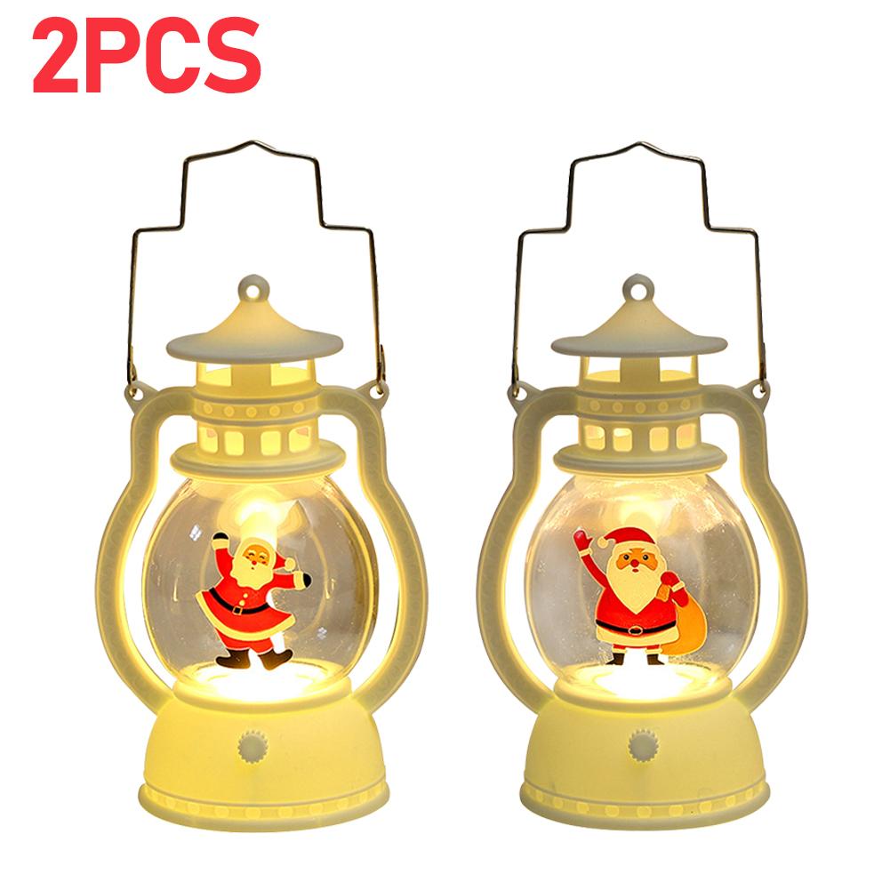 Christmas Portable Lantern Battery Operated Santa Claus Snowman Oil Lamp with Handle Xmas New Year Gifts for Table Decoration