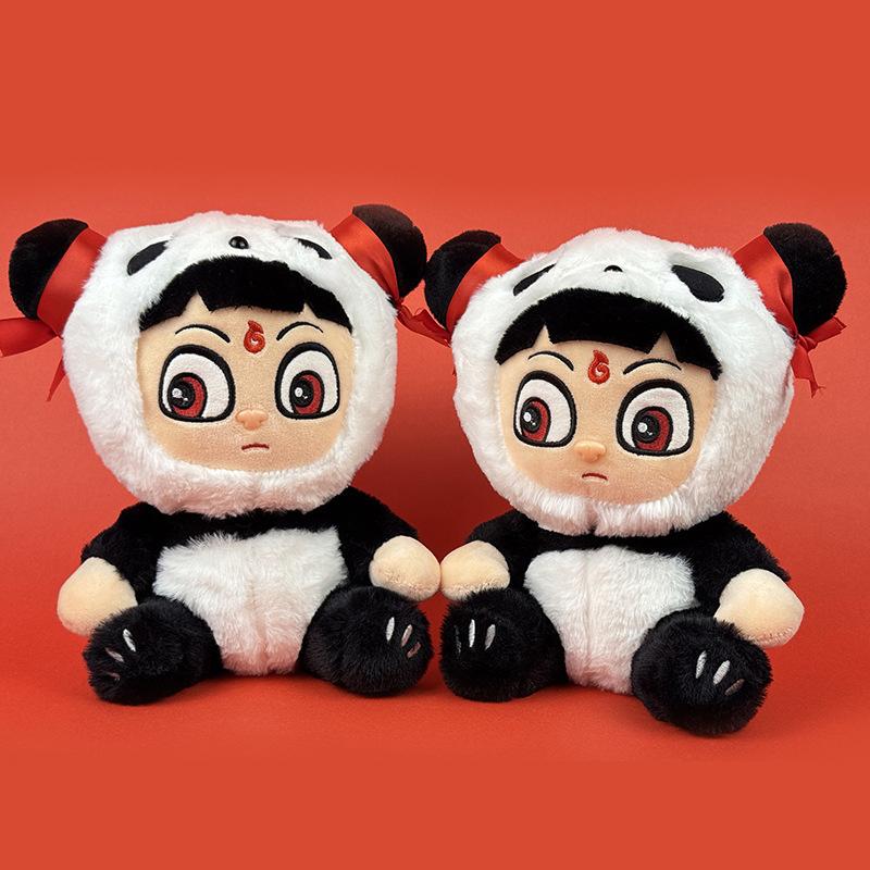 25Cm Kawaii Movienezha 2 National Style Panda Ne Zha Plush Toy Anime Peripherals Cartoon Plush Dolls Birthday Gift