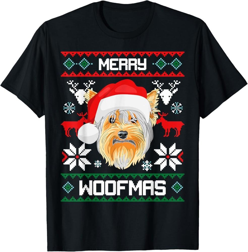 

Yorkshire Terrier Merry Woofmas Gift For Christmas T-Shirt S