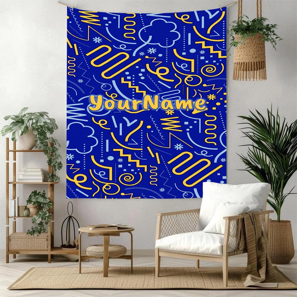 Ethnic Tribal Patterns Custom Your Name Wall Decor Tapestry Art For Pet Memorial Birthdaywedding Party Backdrop Family Gift