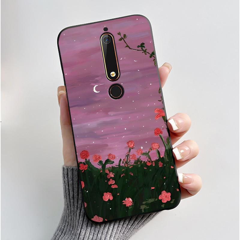 Custodia Carina Per Nokia 6.1/Nokia 6.1 Plus/Nokia X6/Nokia6 Guscio Stampato Cover Protettiva Morbido Silicone Cartone Animato Nera Custodia