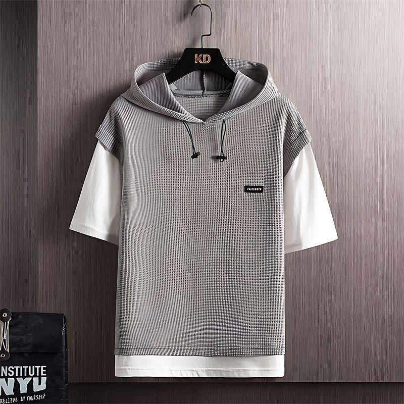 Men Casual Sportswear Set Ort Sve Hoodie T-irt Loose Fit Summer Brand Mo Two-Piece Ensemble for Teens