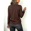VEZFAA Damenmode, lässig, Frühling und Herbst, Farbblock-Druck, langärmelig, Polo-Ausschnitt, Blusen und Hemden