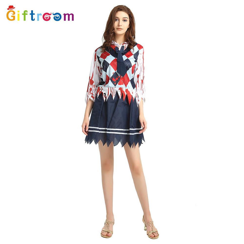 Womens Witch Trendy Vampire Roleplay Costume Featuring Gruesome Blood Patterns