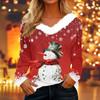 Women's Loose Comfortable Casual And Fashionable V-neck Long Sleeved Christmas Pattern Top