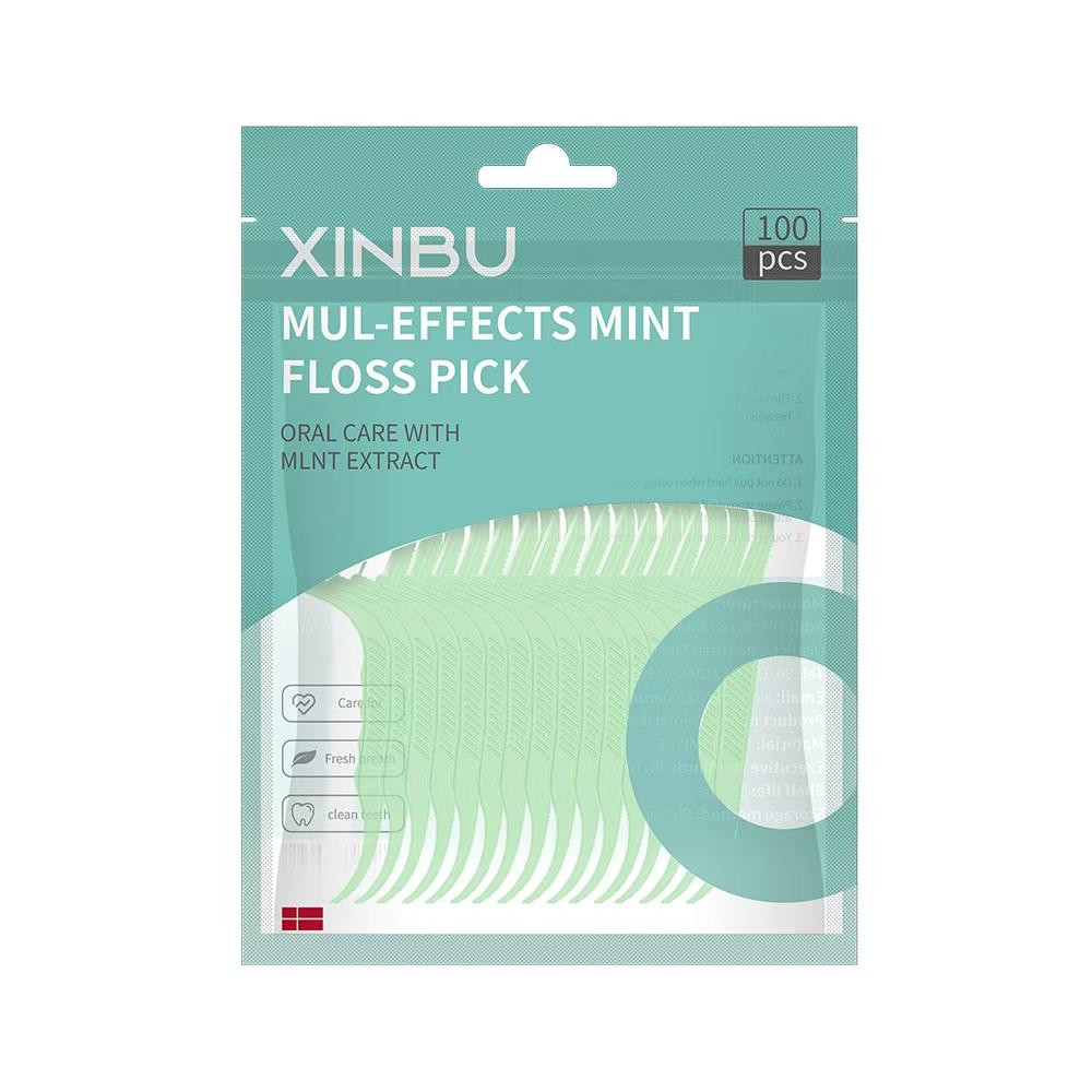 Custom Logo Floss Pick Disposable Plastic Flosser Floss Brush Pick Oral Care Floss for Gum Care Teeth Cleaning OEM мятный