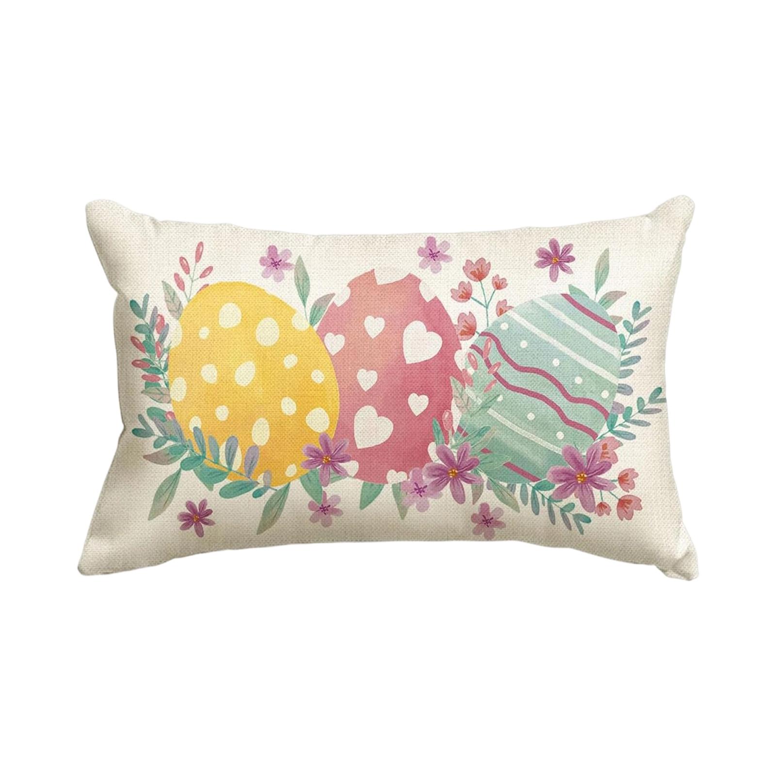 

12*20 Inch Easter Polka Dot Love Heart Bunny Throw Pillow Cover, Bow Rabbits Cushion Case Decoration For Sofa Couch One Size