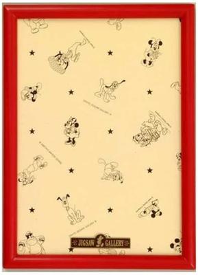 Tenyo [Made In Japan] Wooden Puzzle Frame, Disney-Exclusive Panel, 500-Piece Set, Red (35x49cm), Easy-Set Stopper, Mickey Emblem Plate, and Hanging