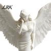 Matte White Angel Figurine 3D Printed Elegant with Large Wings, Decorative Statue, Statue Art Crafts Decoration for Home Shelf Office Wedding