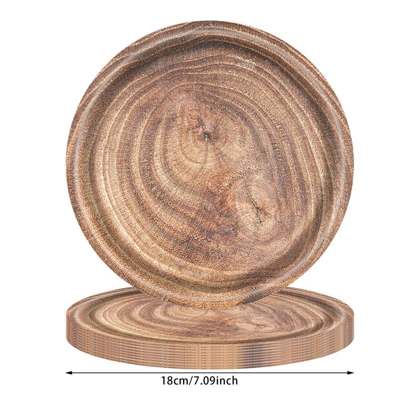 10pcs 7-inch/9-inch Retro Imitation Wood Grain Disposable Plate Paper Tray Birthday Party Holiday Party Decoration Household Ite