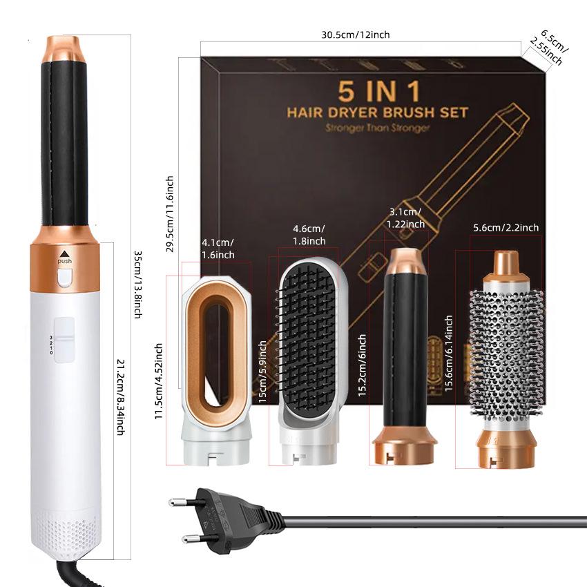 5-in-1 Multifunctional Hot Air Comb: Auto Curling Iron & Straightener Hair Dryer
