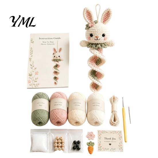 Textile Crafting Hobby Kit Crochet Garden Animal Spiral Hanging Kit, Beginner Friendly DIY Swing Personalized Handmade Gift Idea Butterfly Ladybug