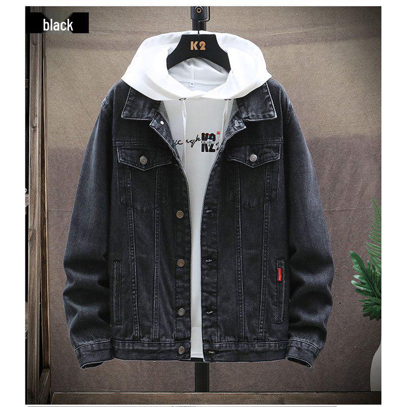 Men's Slim Fit Retro Denim Jacket - Korean Style, Plus Size, Spring & Autumn Trend