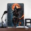 Anime Witch on Broomstick With Moon Printed Poster Customized Wall Art Retro Vintage Metal Tin Signs for Wand Deko Home Decor