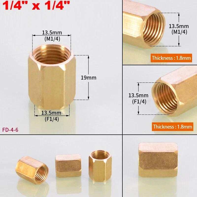 1~10pcs Brass Female Reducing Sleeve 1/8" 1/4" 3/8" 1/2" 3/4" 1" BSP Female Thread Hex Pipe Fitting For Water Fuel Gas