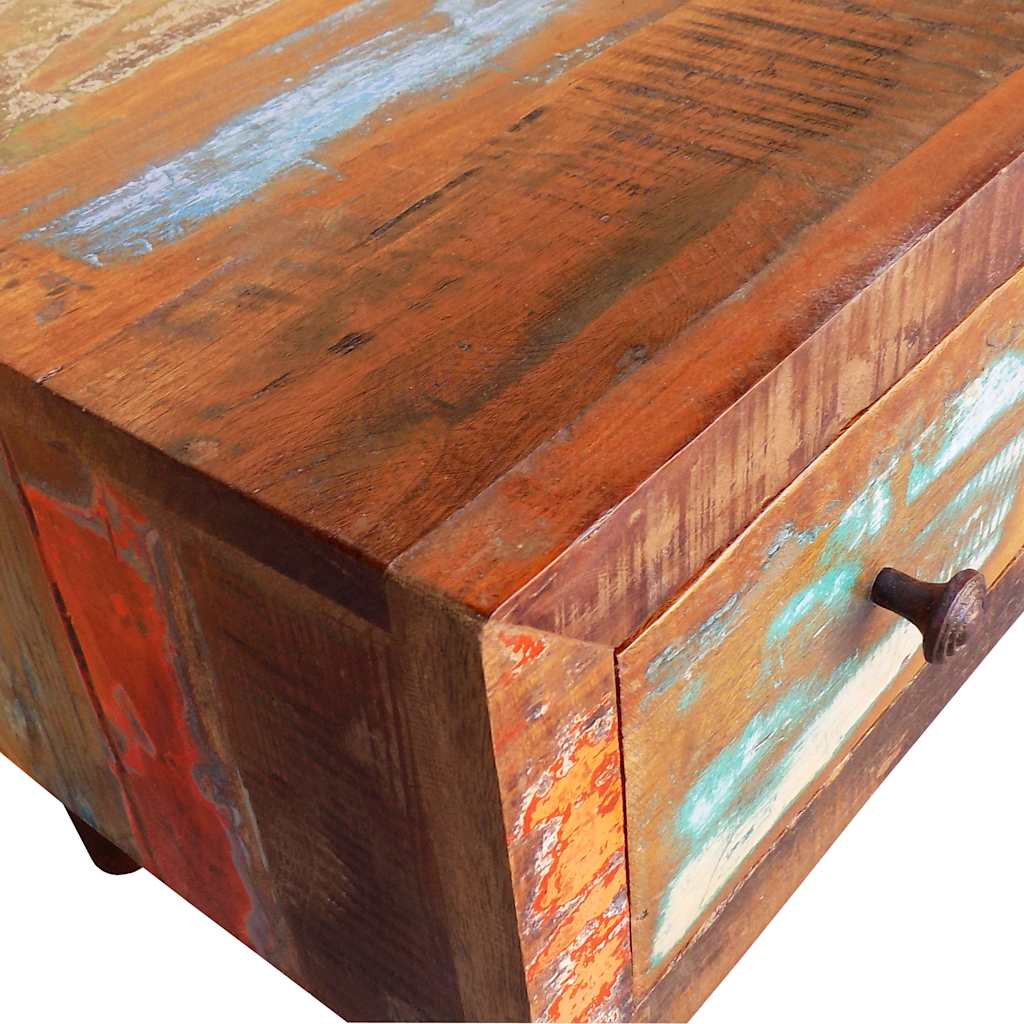 Coffee Table with Rounded Edge & 1 Drawer Reclaimed Wood