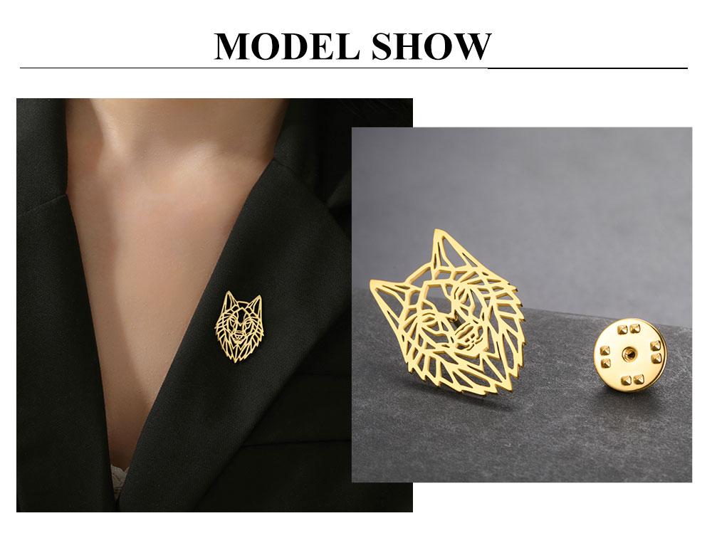 Cazador Animal Wolf Head Brooch for Men Women Stainless Steel Punk Pins Suit Collar Badges on Backpack Jewelry 2026 Gift New in