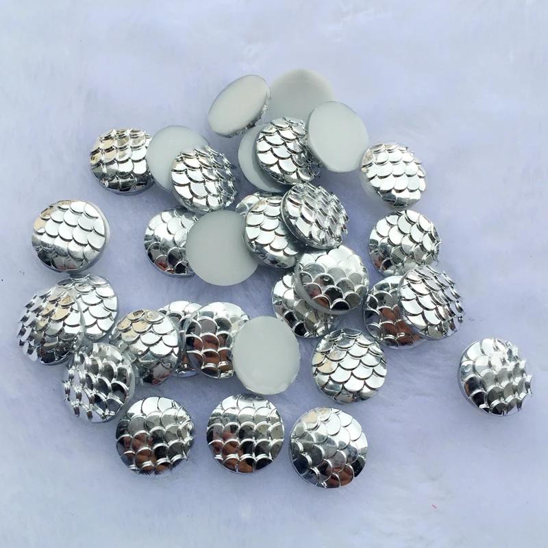 80pcs Round AB Resin Crystal Fish Scales Flat Back Rhinestone Scrapbook Wedding Decoration Scrapbooking Diy Accessories