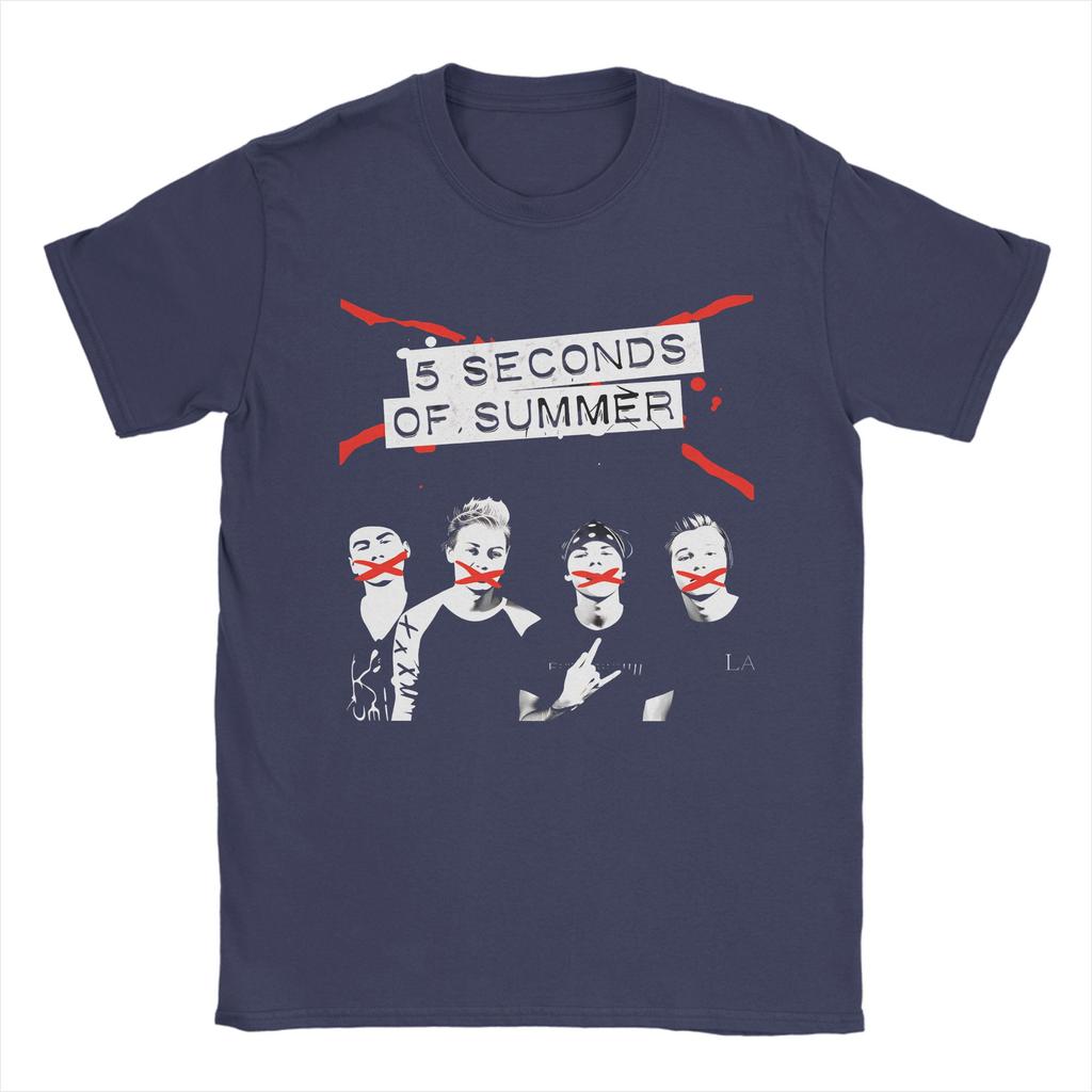 5 Seconds of Summer 5SOS T Shirts Men Cotton Humorous TShirt Round Collar  Tees Short Sleeve Clothes Plus Size