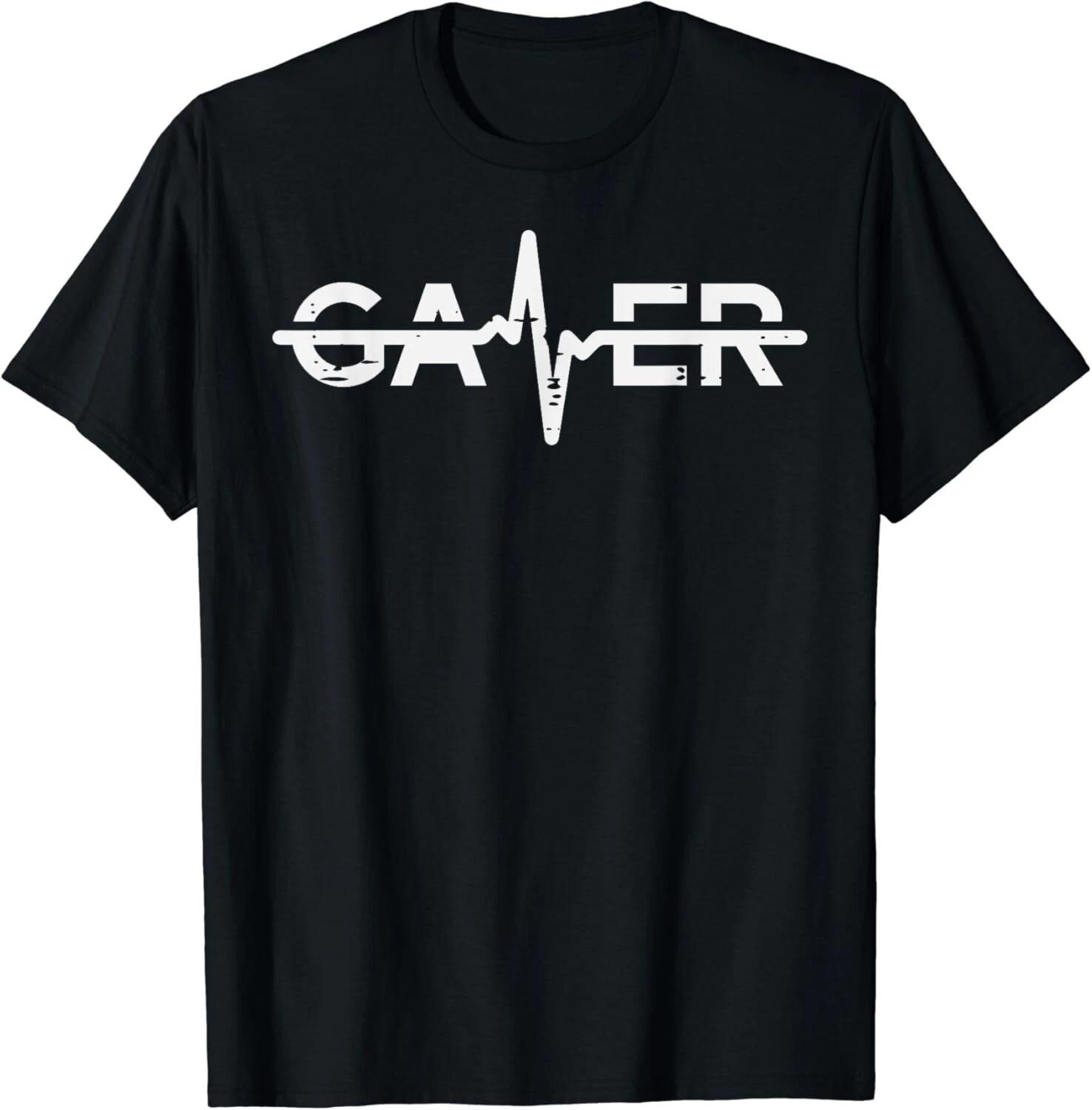 Gamer Heartbeat Funny Video Gaming Men Boys Gift Unisex T-Shirt 2XL