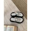 Set of toe design thick-bottomed cool slippers for women to wear summer new silver fashion word with beach slippers