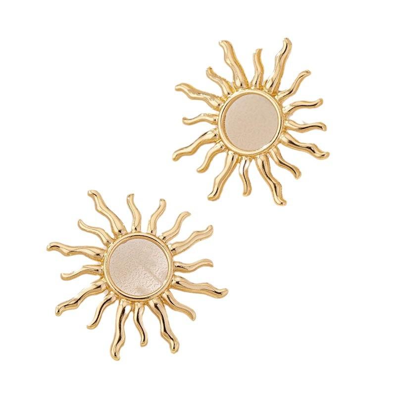 Retro Style Elegant Sunflower Sun Earrings For Women's Gatherings, Zircon Accessories, Fashionable Multifunctional Earrings