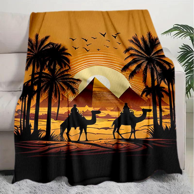 

1PC Egyptian theme printed blanket, all season lightweight home office outdoor nap multifunctional blanket A1 80cm x 120cm
