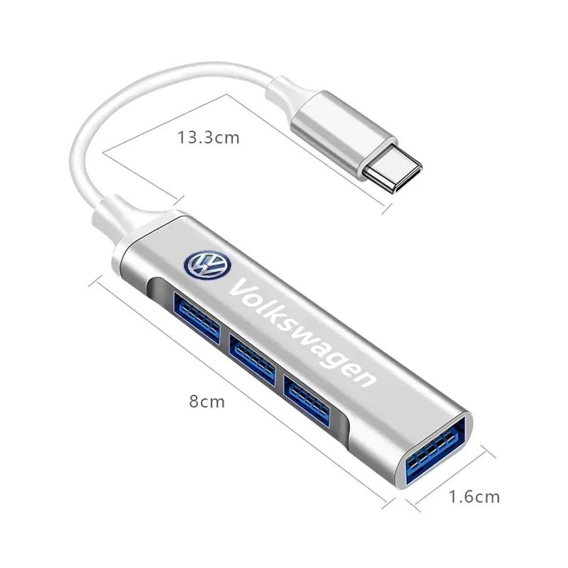 New Type-C Turn USB Adapter Multi Port Distributor Hub Car Accessories For Volkswagen Polo Golf 3 4 5 6 7 8 6 T5 B4 B5 B6 B7 B8